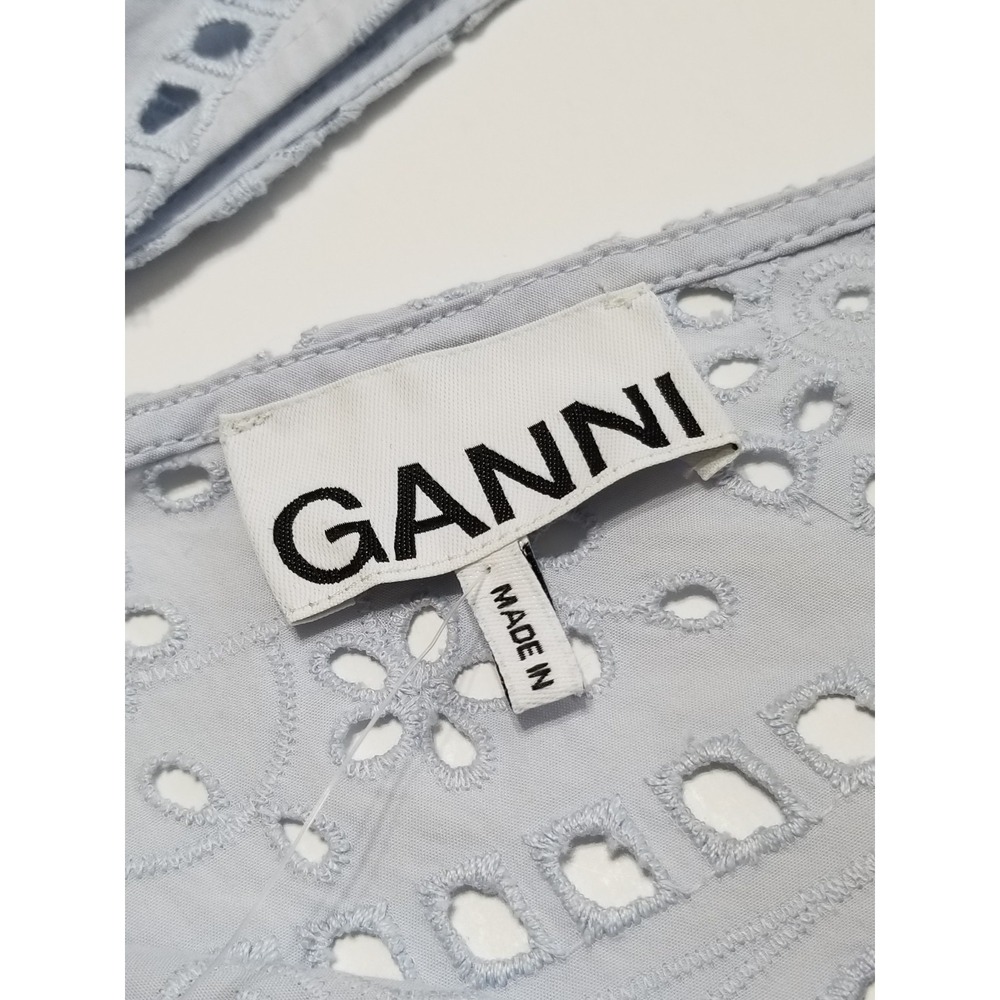 NWT GANNI Broderie Anglaise Eyelet Lace Midi Dress Light Blue EU 32/ US 0 $475 - Picture 14 of 16